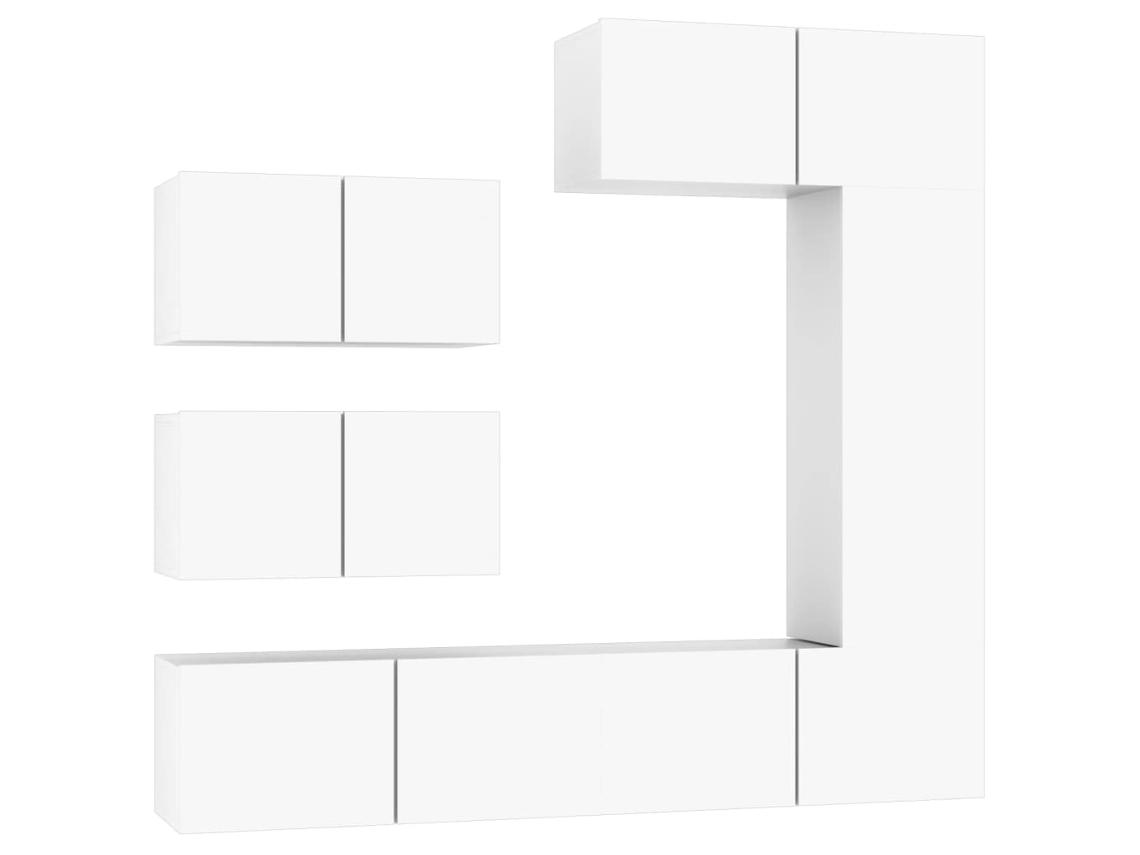 Conjunto TV Mover 6 Peças Madeira Processada Branco MAISON EXCLUSIVE