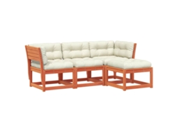 Conjunto de 4 Lounge Jardim com Almofadões Pinho Maciço Castanho Mel MAISON EXCLUSIVE