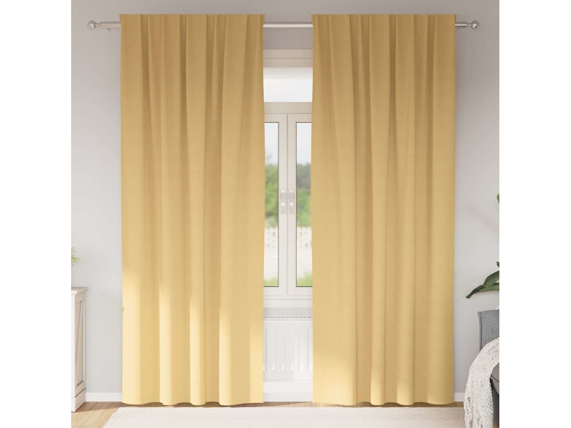 Vidaxl Cortinas Blackout Com Argolas 2 Pcs Bege 245 X 140 Cm Poliéster
