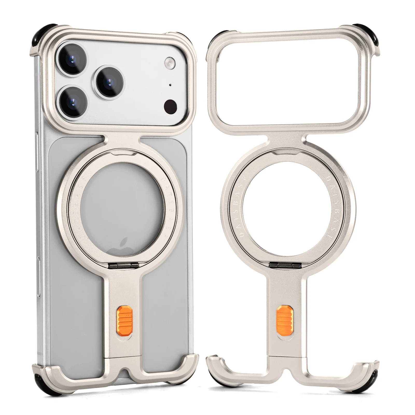 Capa Para Iphone 17 Pro (titânio), Compatível Com Magsafe, Suporte Magnético Giratório 360°