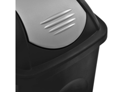 Vidaxl Caixote Do Lixo Com Tampa Basculante 60 L Preto E Prateado