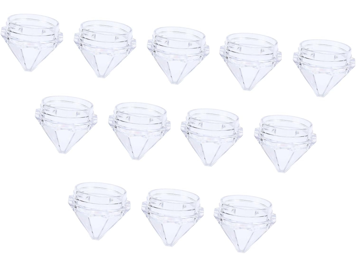 Pote para amostra de cosméticos em plástico transparente Diamond Clear, recarregável.