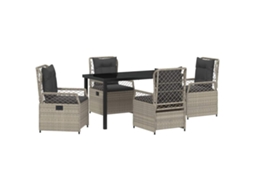 Conjunto Jantar para Jardim 5 Peças Cinzento Claro Vime Pe MAISON EXCLUSIVE