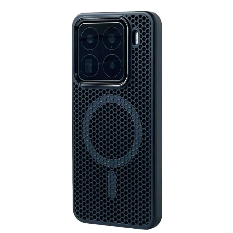 (xiaomi 15 Preto) Capa Protetora Para Lente Da Câmera Com Carregamento Sem Fio, Dissipação De Calor Em Malha Tipo Colmeia.