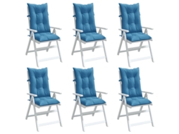 Vidaxl Almofadões Para Cadeiras Altas 6 Pcs Mesclado Tecido Azul