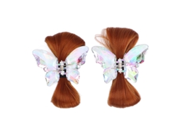 2 Piezas Chongo Falso De Pelo Marrón Claro Con Pinzas De Cristal Extensión De Pelo