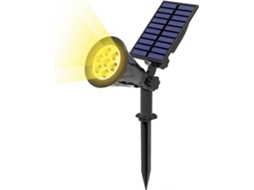 Rebe lâmpada Solar Exterior 7 Led, 2 em 1 Foco Solar Ajustável 180°, 3000k Impermeável Ip65 para Jardim, Modos de Luz Alto/baixo