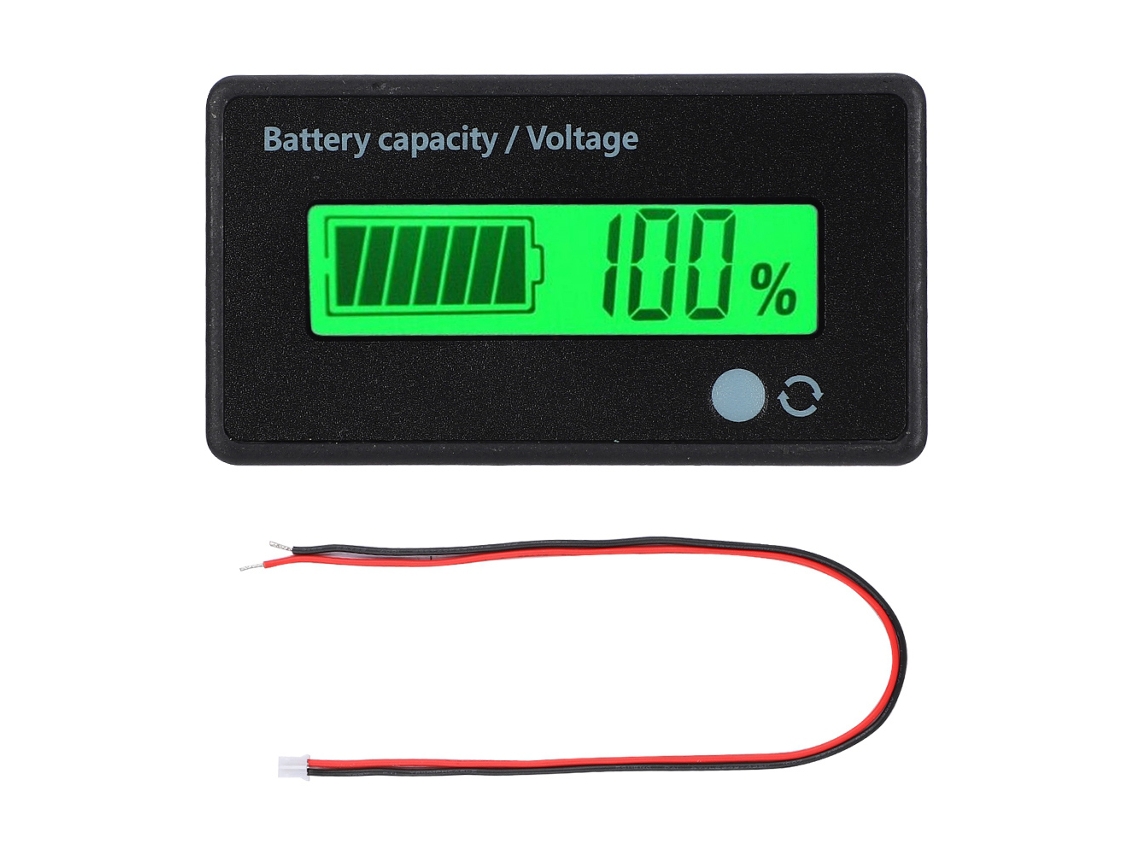 Monitor Mali de Capacidade de Bateria, com Alarme Sonoro, Luz, LCD 12-84v, Verde