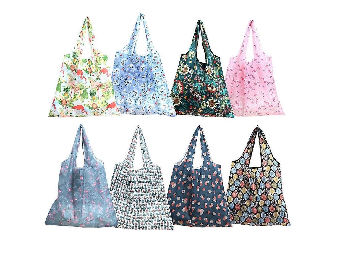 Conjunto De 8 Sacolas De Compras Dobráveis ​​grandes, Portáteis, Para Uso Externo, Em Cores Sortidas, Leves E Com Ótimo Espaço Para Armazenamento.