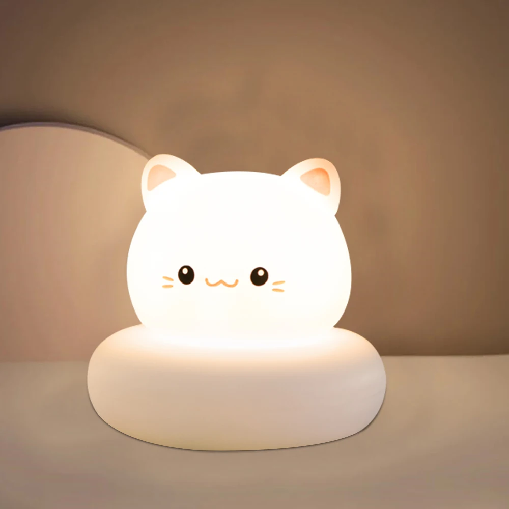 Abajur em Formato de Animal, com 3 Níveis de Brilho Ajustáveis, Carregamento Usb e Luz Led. MDUG (gato)