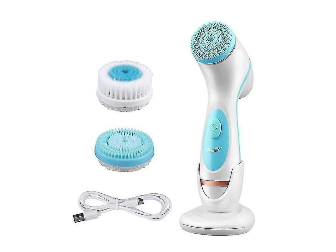 Massageador Facial 3 em 1, Escova de Limpeza Elétrica, Rotativa Silicone GOKOCO