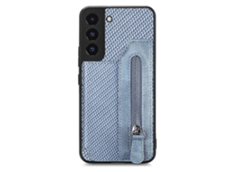 Capa Tipo Carteira Com Zíper E Flip Horizontal De Fibra De Carbono Para Samsung Galaxy S22 5g