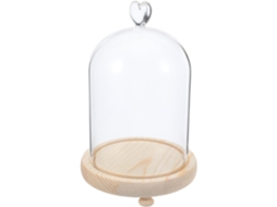 Elegante Redoma Vidro Formato Coração Madeira Reforçada Acabamento Ideal Estatuetas Flores Base Liso GOKOCO