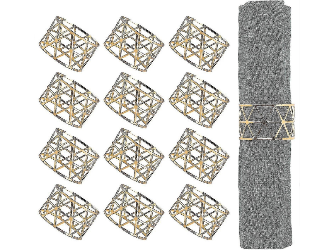 Omni anéis para Guardanapos, 12 Peças Douradas, Porta guardanapos para Mesa de Jantar e Decoração