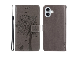 Capa Em Couro Pu, Para Apple Iphone 16 Plus - Cinzento