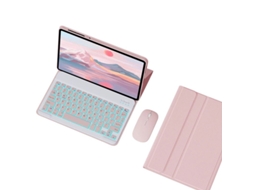 Capa Com Teclado Bluetooth Compatível Com Xiaomi Redmi Pad Se 11 2023, Mouse, Retroiluminada, Cor Rosa