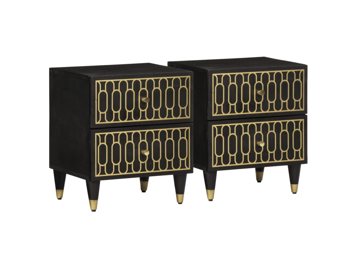 Bedside Cabinet, Bedside Cabinets Vidaxl Preto Madeira