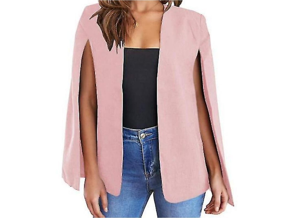 2026 jaqueta Casual para Mulher com Manga Dividida e Gola Bufanda Blazer Cape para Trabalho e Ocasiões Formais XL Rosa
