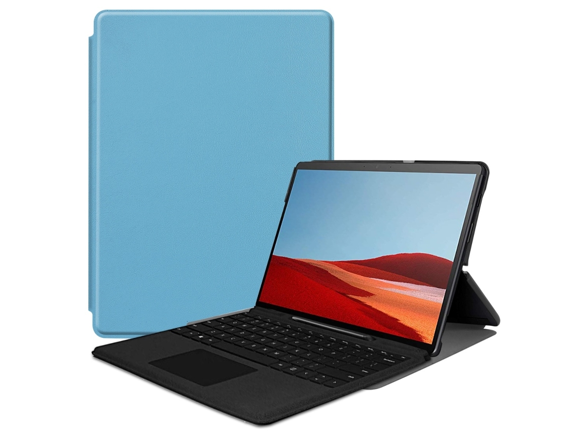 Elysve Capa Para Microsoft Surface Pro X Texture Horizontal Flip Pu Bolsa Em Couro, Com Suporte (azul Céu)