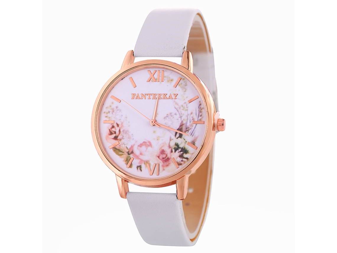Relógio de Pulso Feminino de Quartzo com Pulseira Pu Estilo Moderno Diâmetro 3,9cm Branco