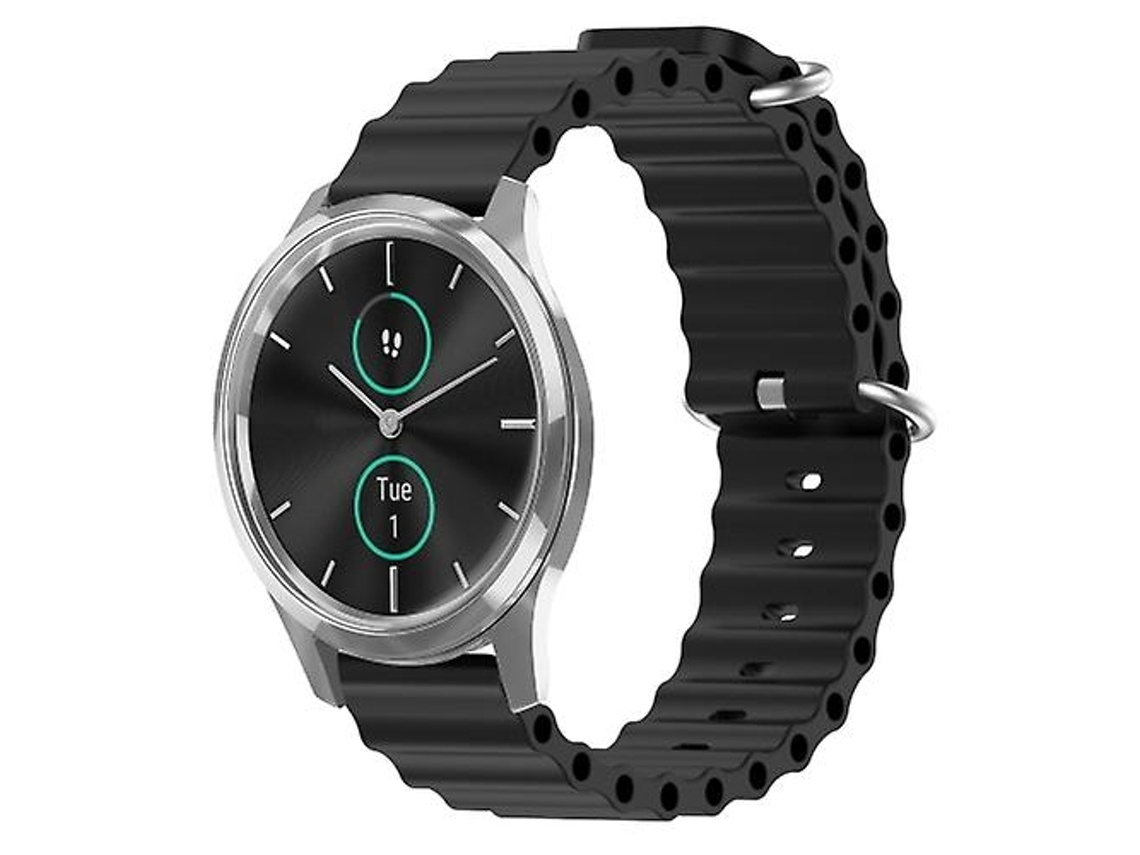 Pulseira De Relógio Lurelia Para Garminmove Luxe 20 Mm Ocean Style Silicone Cor Sólida Preta