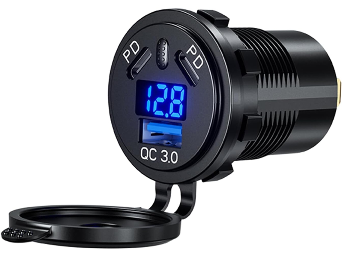 Carregador Veicular De 45w Com Carregamento Rápido Qc3.0 Tipo-c E 18w