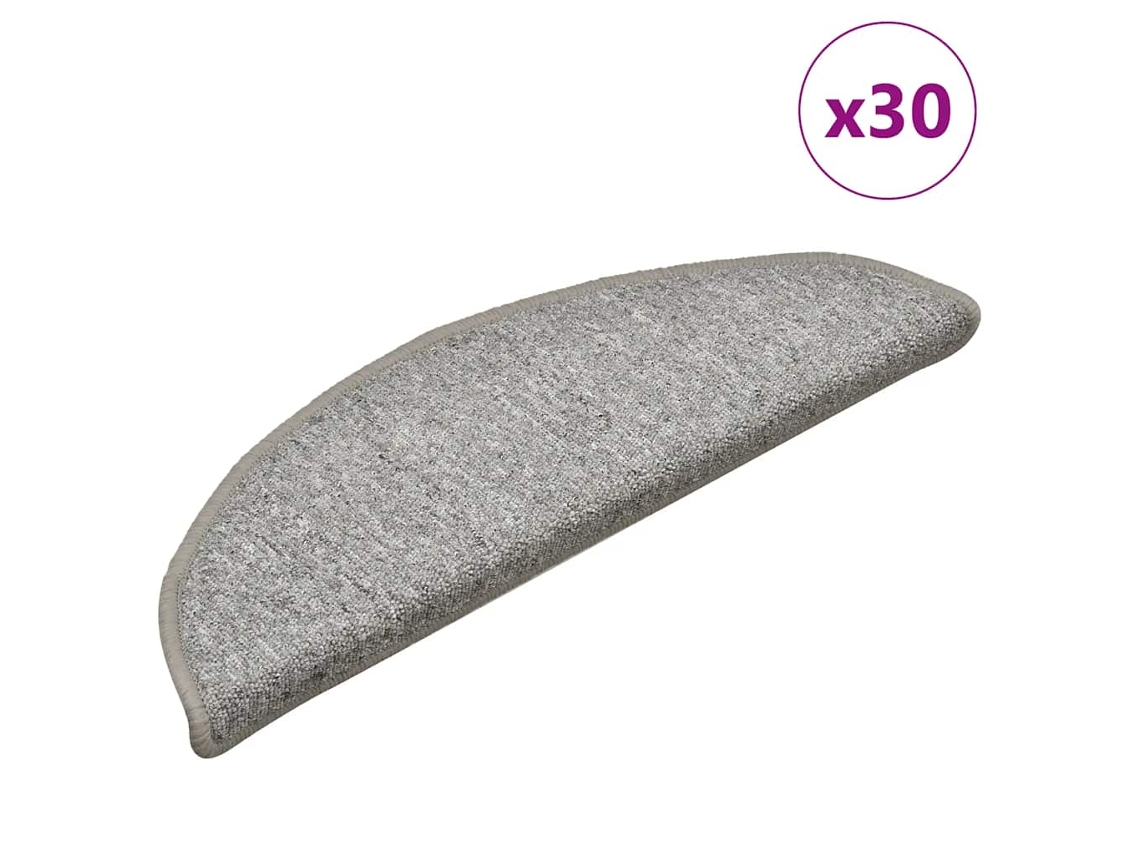 Vidaxl Tapetes De Escada 30 Peças 56x17x3 Cm Cinza Claro Semicircular