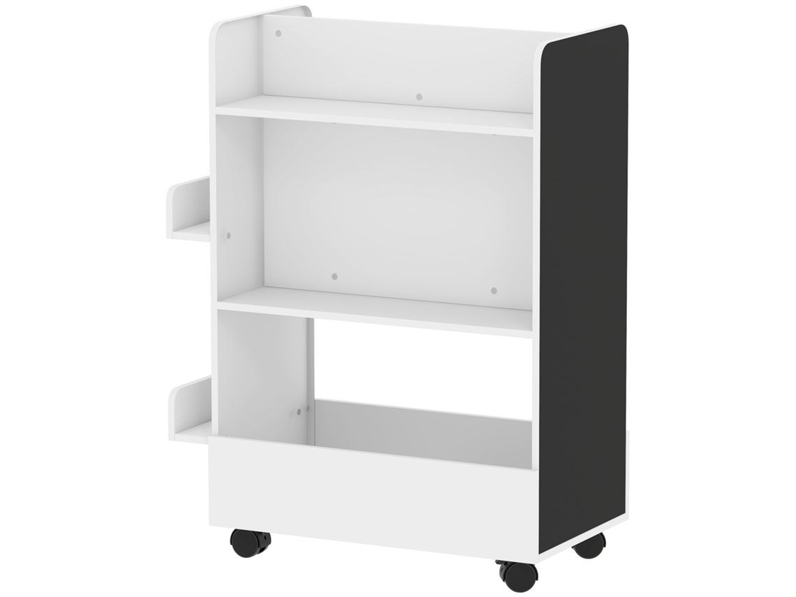 Estante Infantil Com Rodas Livros E Quadro Negro, 66,5x32,5x86,5cm, 3-8 Anos Branco