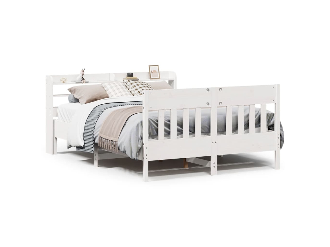 Bed Frame, Bed Frames Vidaxl Branco Madeira De Pinho (140 X 200 Cm)