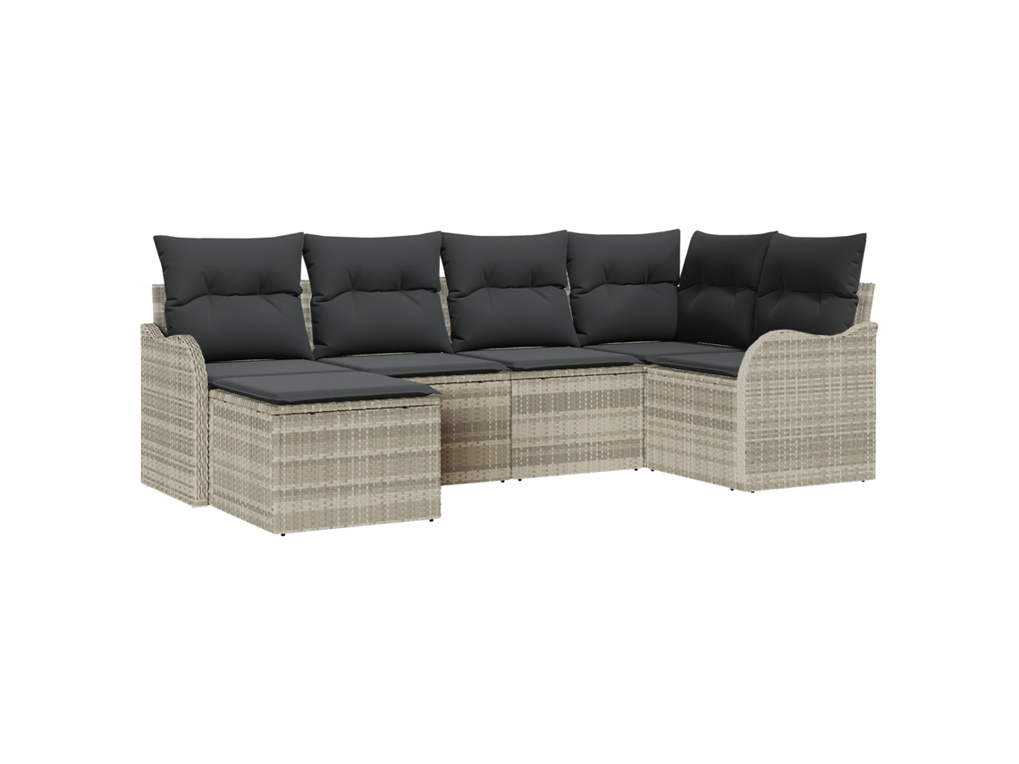 Conjunto 6 Sofá De Jardim Vidaxl Cinzento-claro Vime Pe (55 X 55 X 37 Cm)