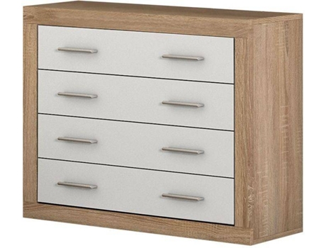 Cómoda HOMESOUTH Lara (Pinho e Branco - Melamina - 98x81.5x39.6 cm)