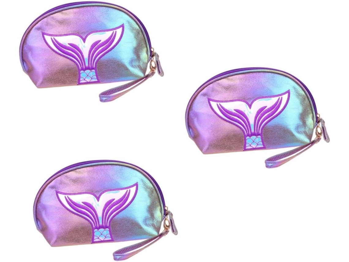 Conjunto De 3 Nécessaires De Maquiagem, Formato Radiante Para Cosméticos, Estojo De Viagem Com Zíper.