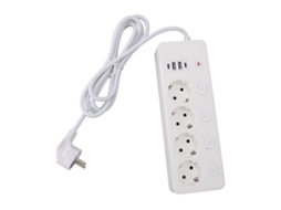 Laxiscreed Toma Multifuncional Com 4 Tomadas, Usb-a, Usb-c, Cabo E Interruptor, Ideal Para Uso Na Europa