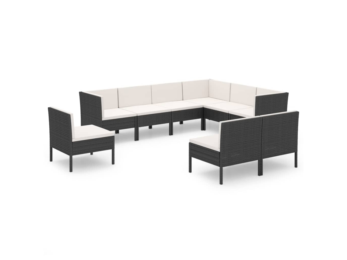 Garden Lounge Set, Garden Lounge Sets Vidaxl Preto Rattan / Vime (n/a)