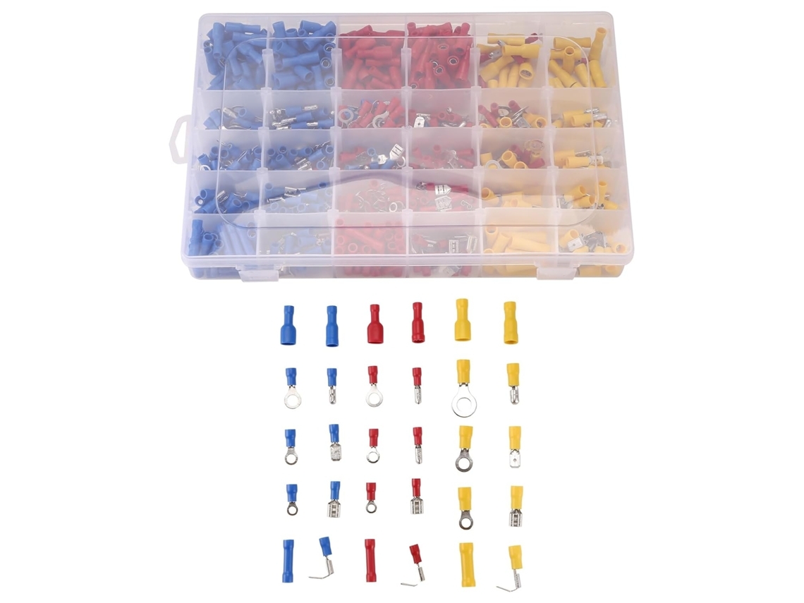 Kit Com 720 Peças De Terminais De Cabo Isolados, Planos E Macho, E Conectores Elétricos.