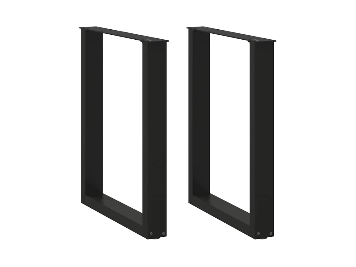 vidaXL Pernas mesa centro 2 pcs em forma de U preto 70x (72-73) cm aço