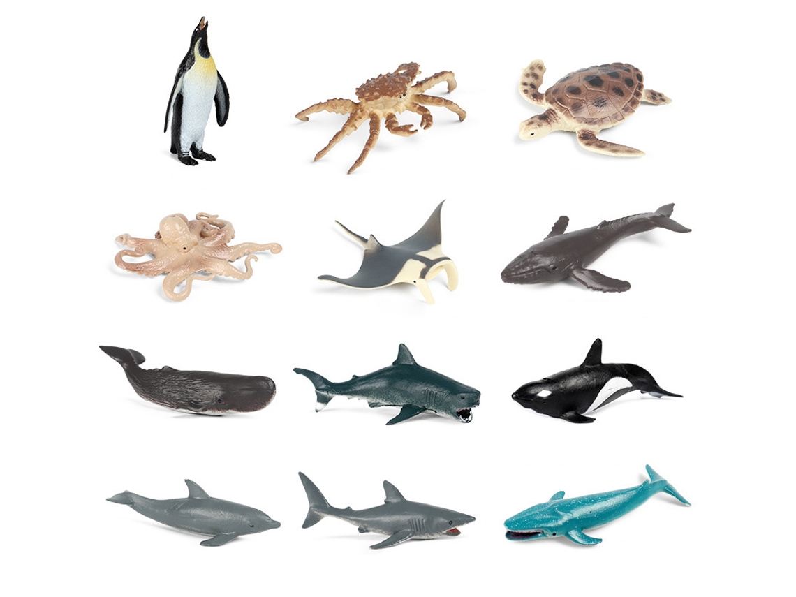 Conjunto De Brinquedos De Animais Miniatura Simulados Educativos Para Crianças 12 Peças