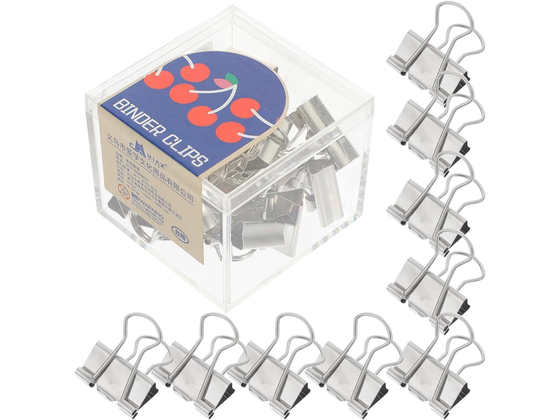 Caixa com 16 alfinetes de papel dourados, 19 mm, design multifuncional e estrutura simples para artigos de escritório.