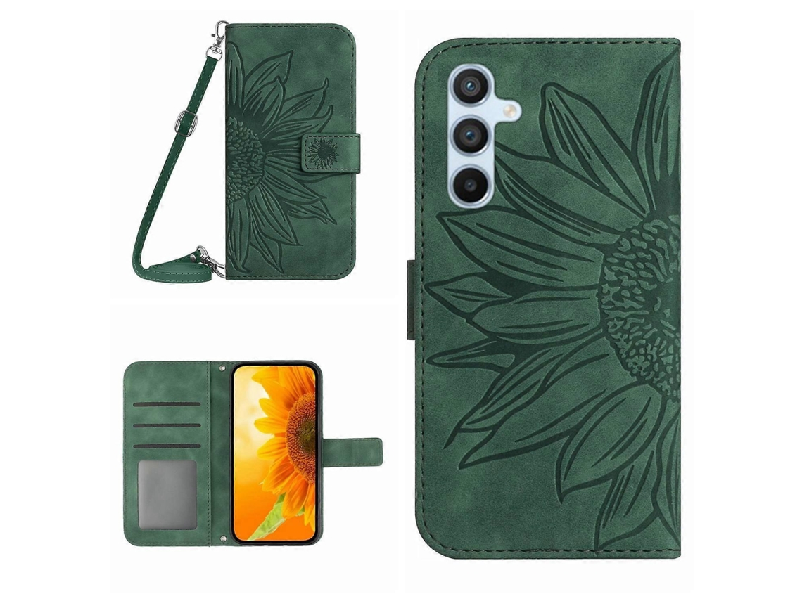 Capa De Celular Flip Em Couro Sintético Com Estampa De Girassol E Toque Suave Para Samsung Galaxy A54 5g, Com Cordão.