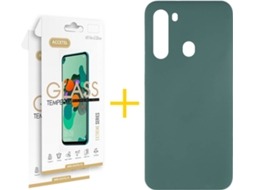 Capa e Película de Vidro 2 x Samsung Galaxy A21 ACCETEL Silicone Líquido Verde