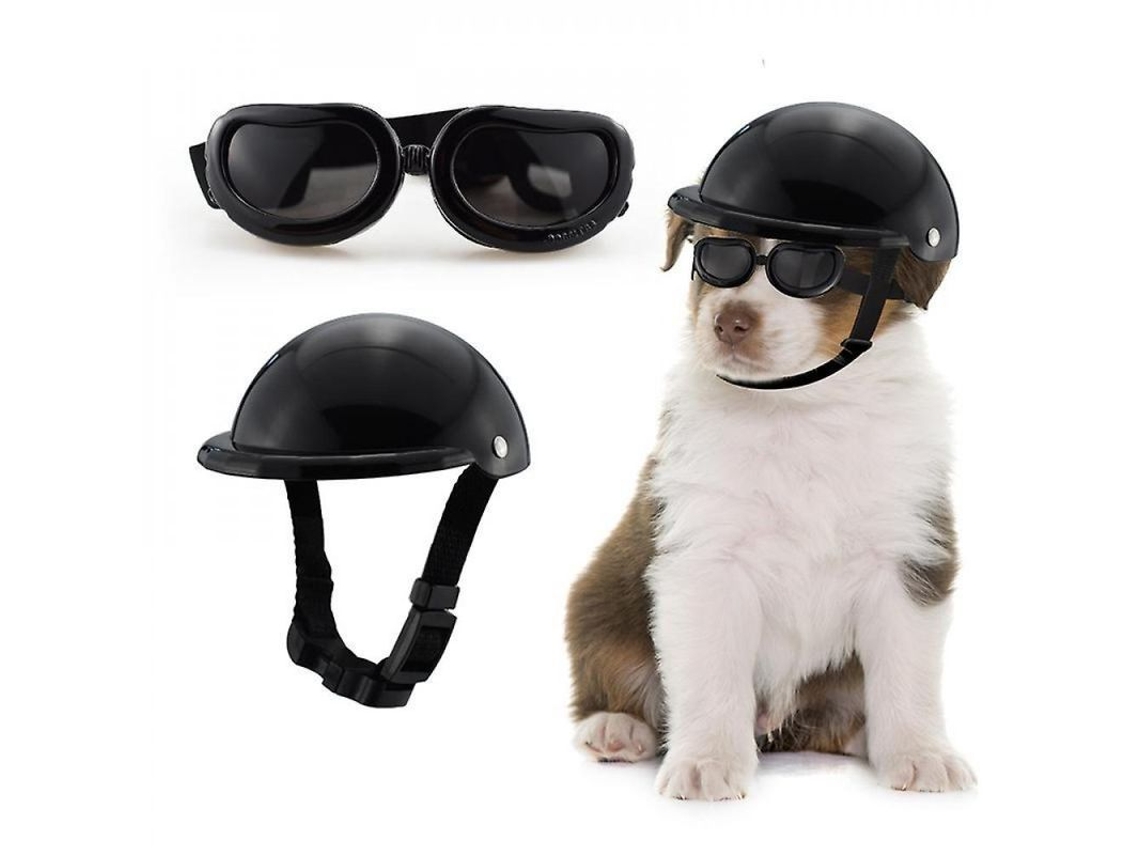 Capacete e óculos de proteção Rebe-Safety para animais de estimação, para motociclistas, tamanho ajustável, plástico ABS leve, tamanho G.
