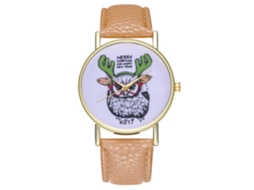 Reloj De Pulsera Para Hombre De Cuarzo Con Correa De Cuero Patrón Animal Beige