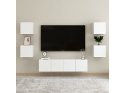 Vidaxl 6 Pcs Conjunto De Móveis De Tv Derivados De Madeira Branco