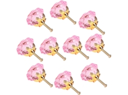 Conjunto De 10 Puxadores Porta Armário Em Formato Rosa, Feitos De Cristal, Para Móveis, Cozinha, Gavetas E Portas Rosa