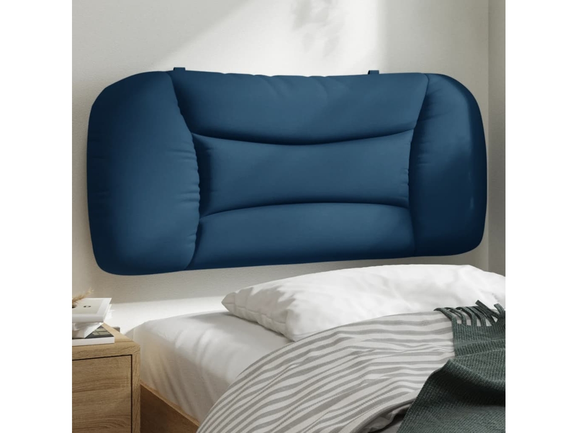 Cojín de cabecera de tela azul de 80 cm