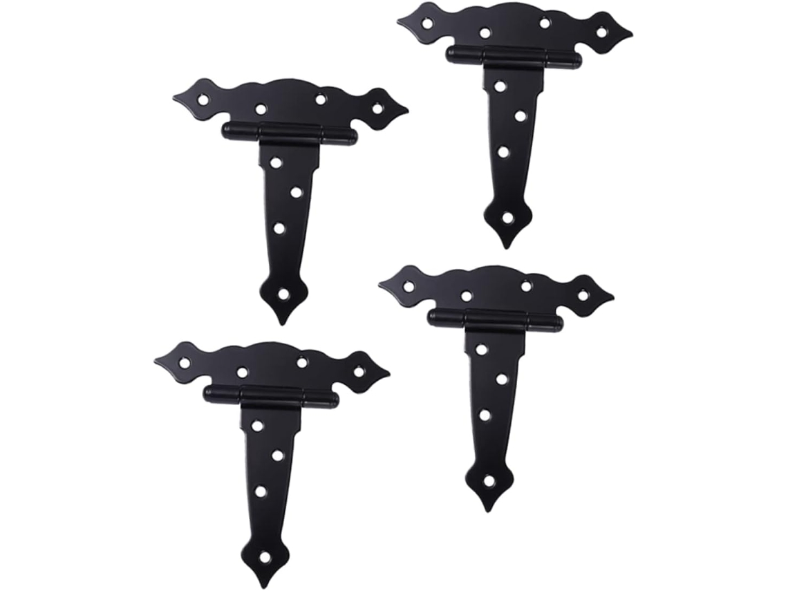 Conjunto De 4 Dobradiças Reforçadas Em Formato T, Na Cor Preta, Para