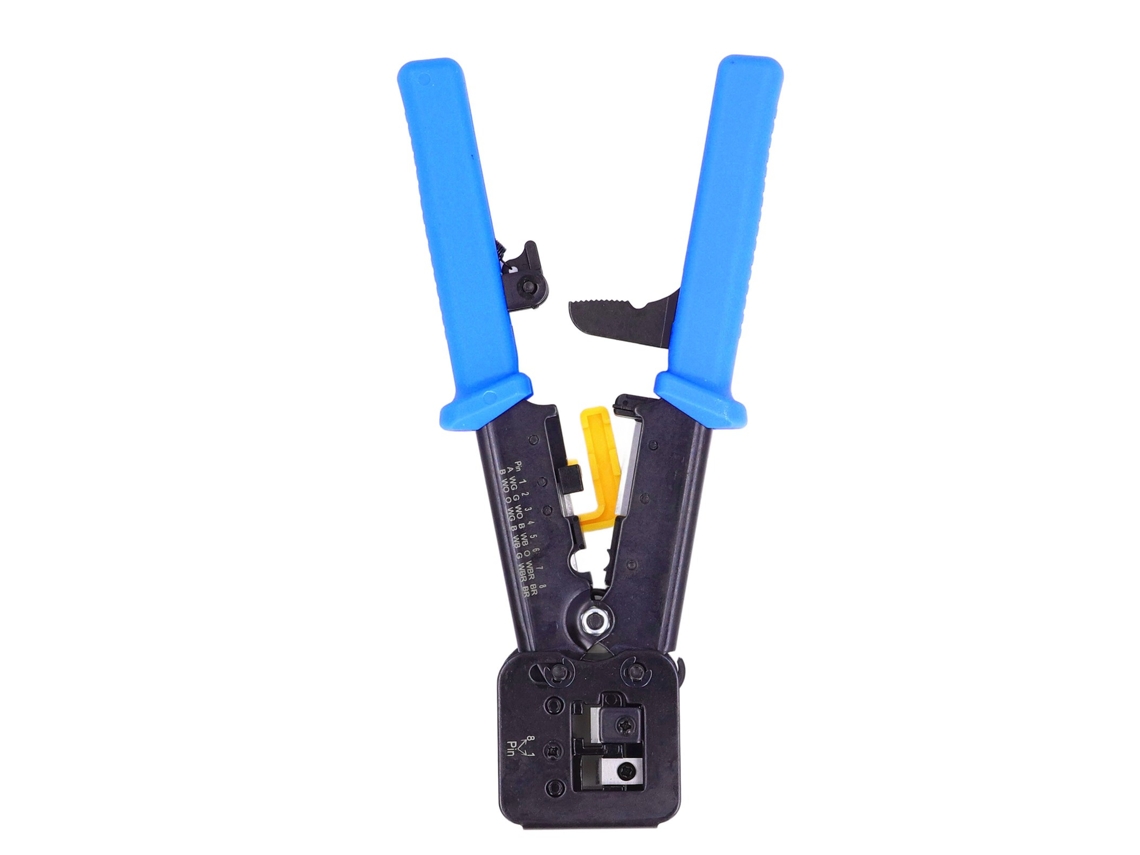Ferramenta De Crimpar Rj45 Pass Through Para Cabos Ethernet Cat6 Cat5e Aço Ferramenta Elétrica Azul
