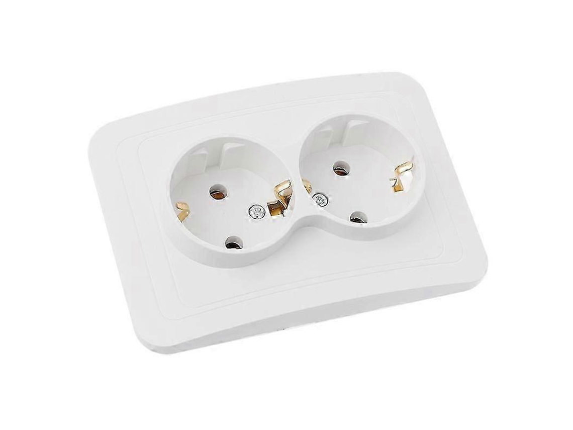 1 Unidade De Tomada Dupla Aterrada 220v 16a 118x80mm, Padrão Europeu, Para Uso Doméstico E Industrial.