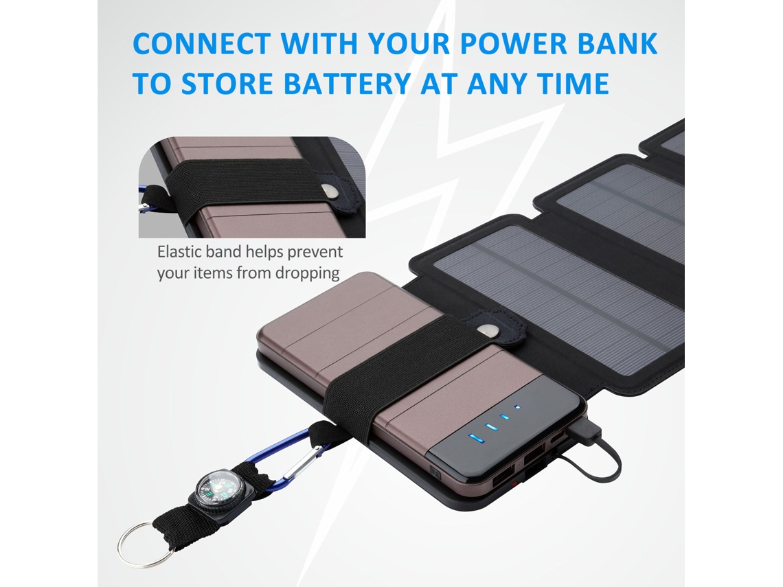 Painel Solar Portátil Dobrável 5v 1a com Bússola