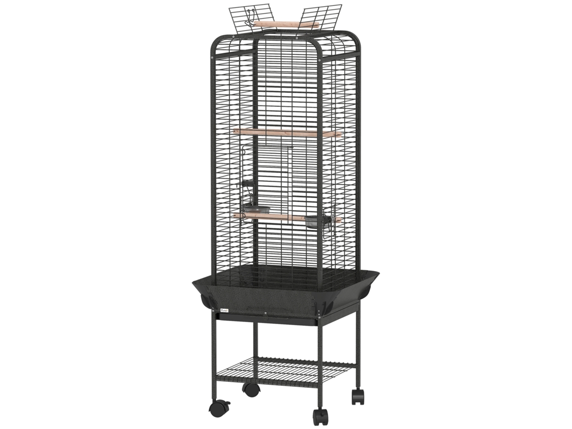 Parque para Cães com toldo, 141x141x151cm, preto e marrom | S/MARCA